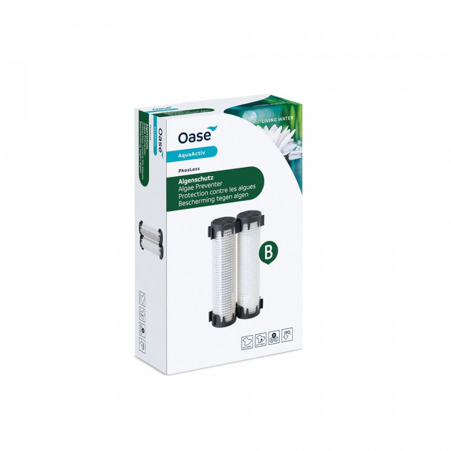 Oase AquaActiv PhosLess – Anti-algues Pour Aquarium Et Bassin, 2 Cylindres Filtrants, Réduit Les Phosphates