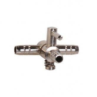 Luftverteiler 4 mm 2 Ausgänge mit Hahn