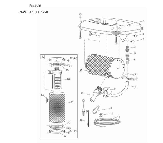 Bauplan 1 Ersatzteile für Oase AquaAir 250