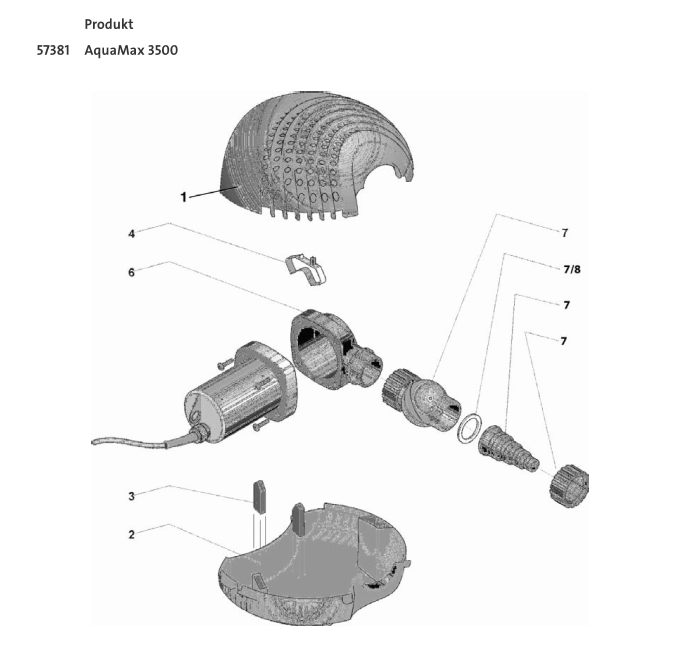 Bauplan 1 Ersatzteile für Oase AquaMax 3500