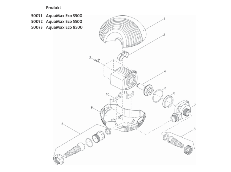 Bauplan 1 Ersatzteile für Oase AquaMax Eco 5500