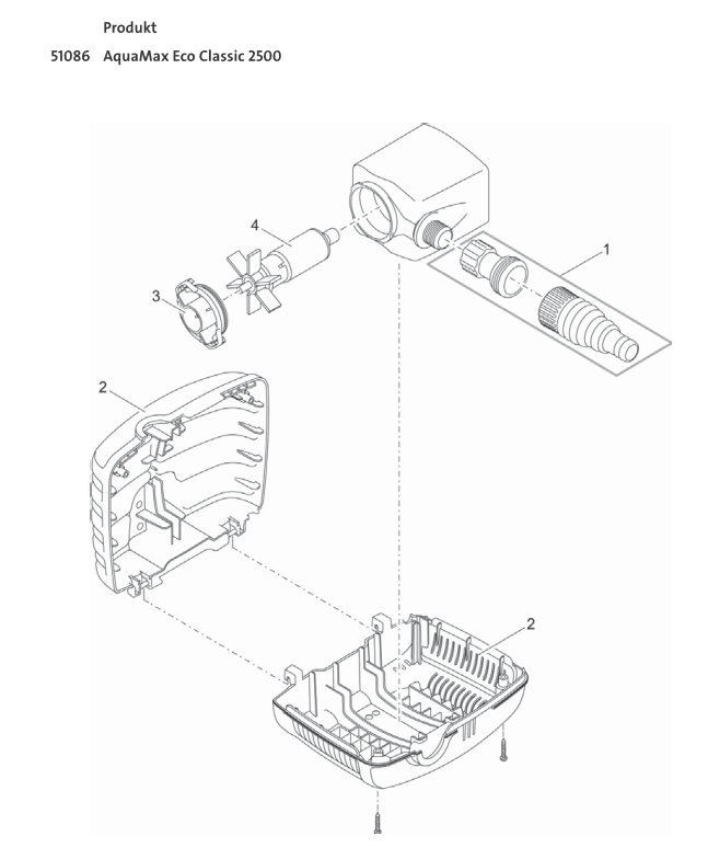 Bauplan 1 Ersatzteile für Oase AquaMax Eco Classic 2500