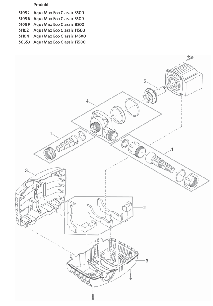 Bauplan 1 Ersatzteile für Oase AquaMax Eco Classic 3500