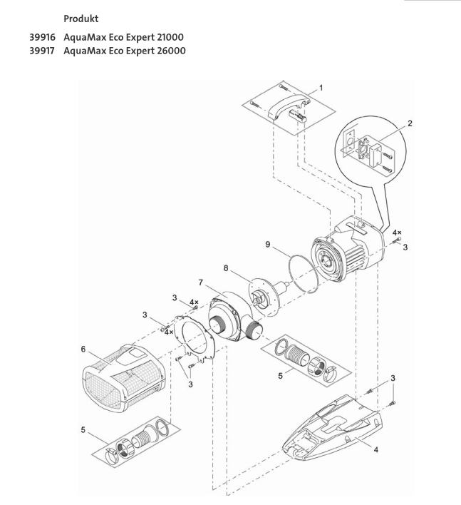Bauplan 1 Ersatzteile für Oase AquaMax Eco Expert 26000