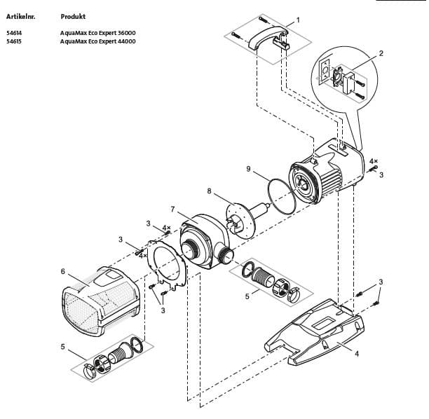 Bauplan 1 Ersatzteile für Oase AquaMax Eco Expert 44000