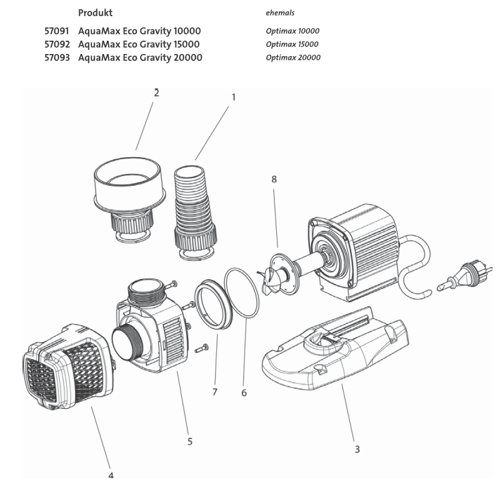 Bauplan 1 Ersatzteile für Oase AquaMax Eco Gravity 15000