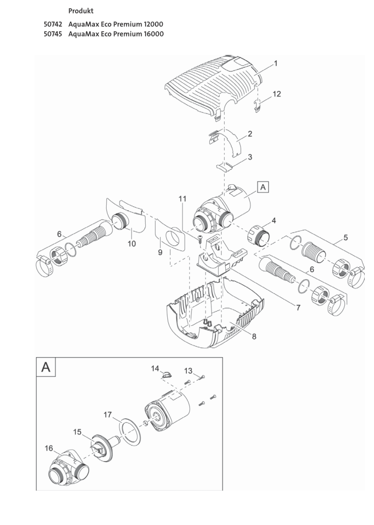Bauplan 1 Ersatzteile für Oase AquaMax Eco Premium 12000