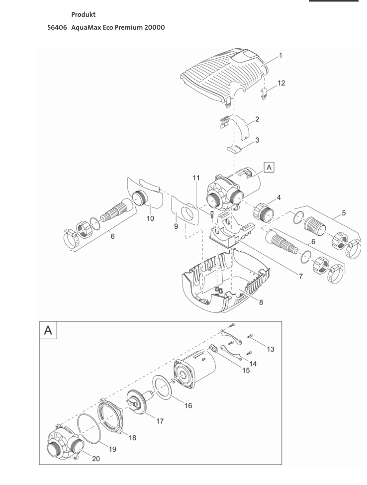 Bauplan 1 Ersatzteile für Oase AquaMax Eco Premium 20000