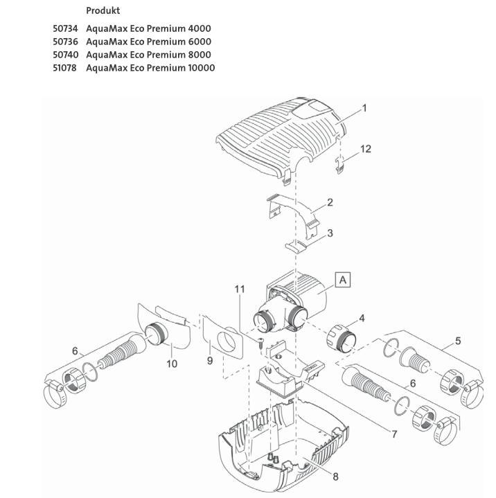 Bauplan 1 Ersatzteile für Oase AquaMax Eco Premium 4000