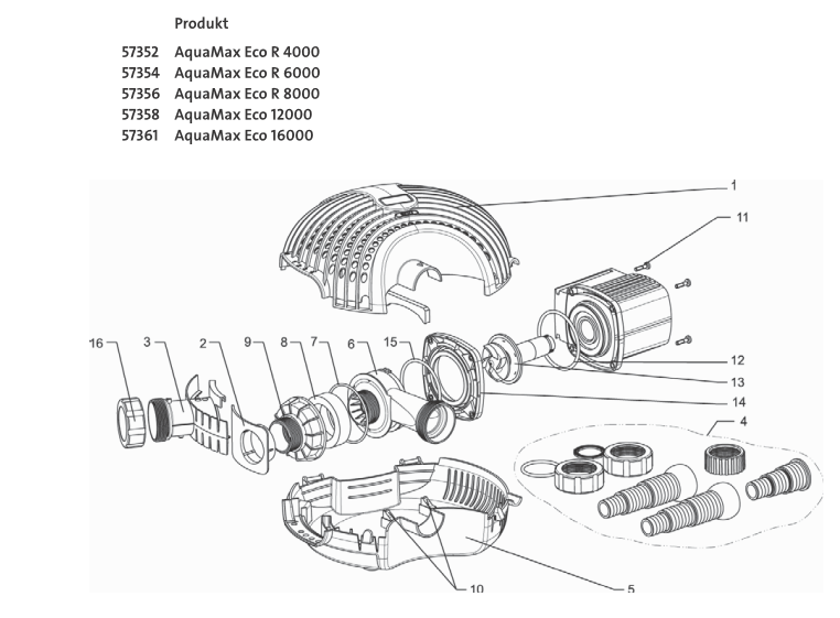 Bauplan 1 Ersatzteile für Oase AquaMax Eco R 8000