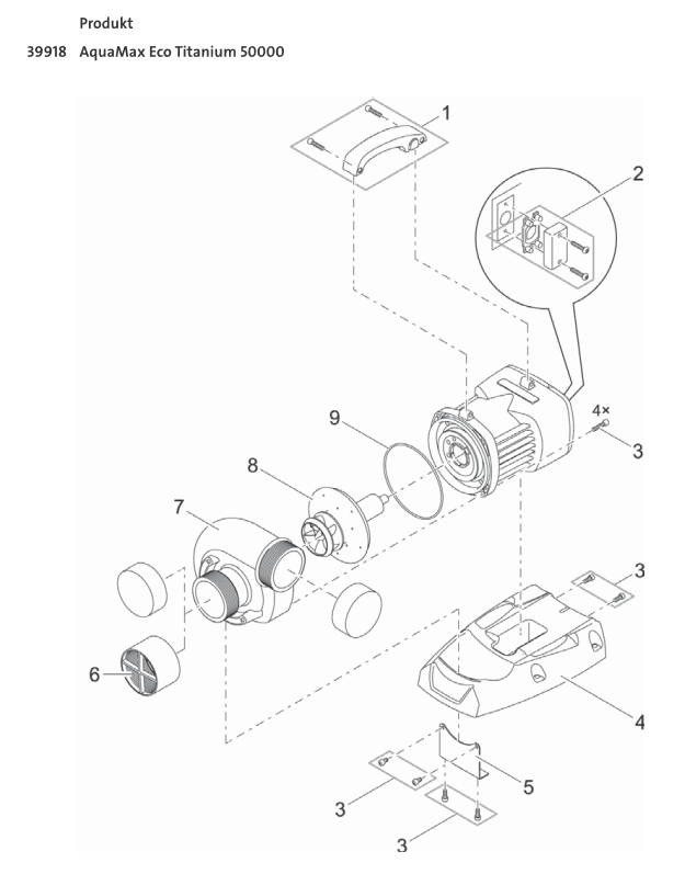 Bauplan 1 Ersatzteile für Oase AquaMax Eco Titanium 50000