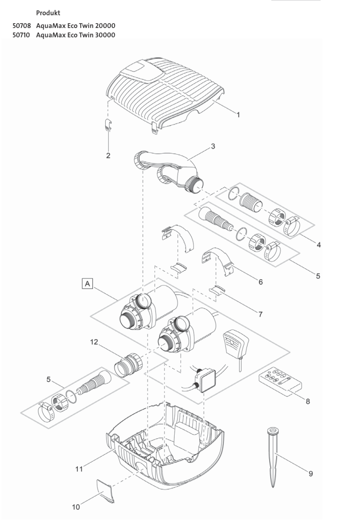Bauplan 1 Ersatzteile für Oase AquaMax Eco Twin 20000