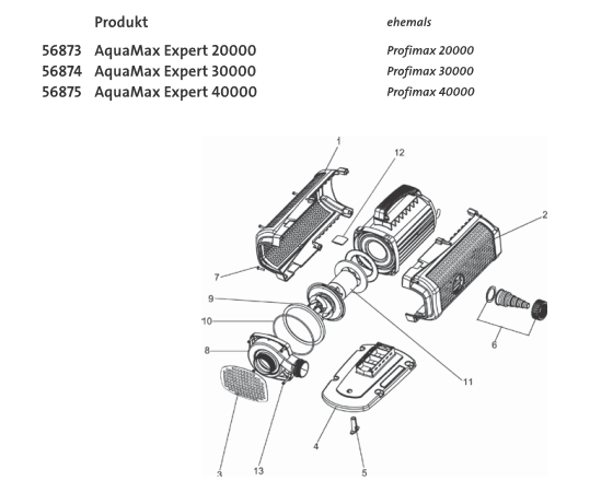 Bauplan 1 Ersatzteile für Oase AquaMax Expert 30000