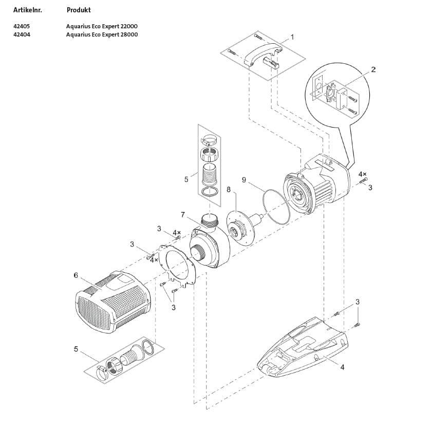 Bauplan 1 Ersatzteile für Oase Aquarius Eco Expert 28000