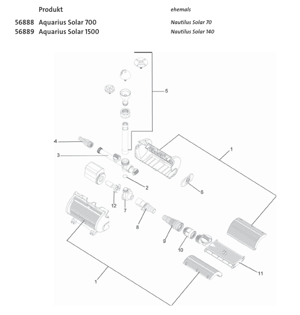 Bauplan 1 Ersatzteile für Oase Aquarius Solar 1500