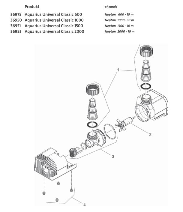 Bauplan 1 Ersatzteile für Oase Aquarius Universal 2000