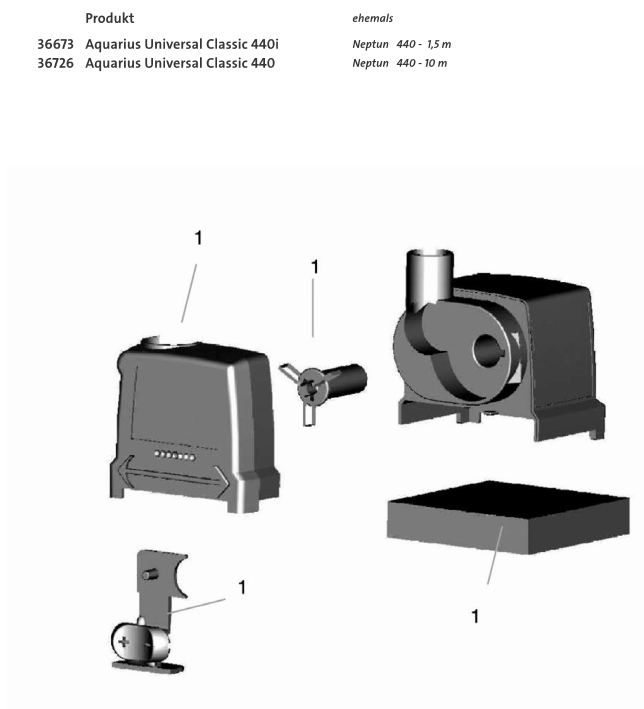 Bauplan 1 Ersatzteile für Oase Aquarius Universal 440