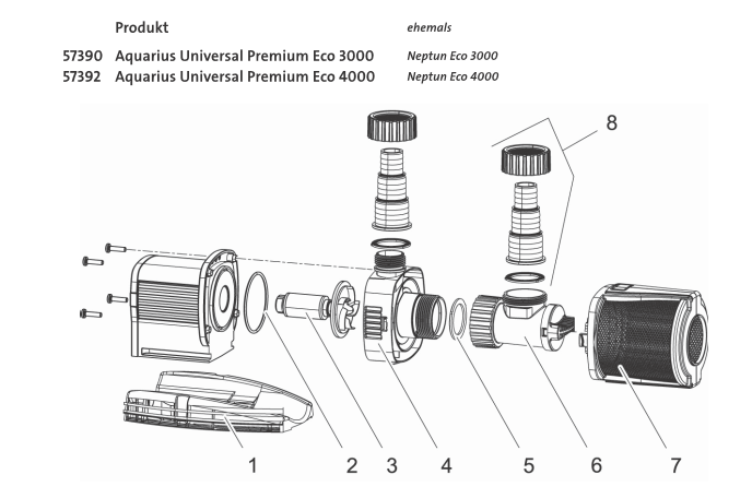 Bauplan 1 Ersatzteile für Oase Aquarius Universal Eco 3000