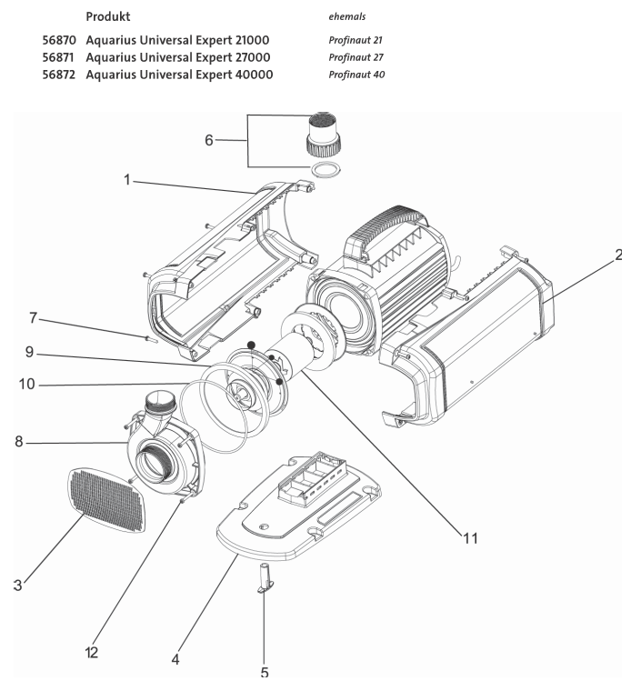 Bauplan 1 Ersatzteile für Oase Aquarius Universal Expert 27000