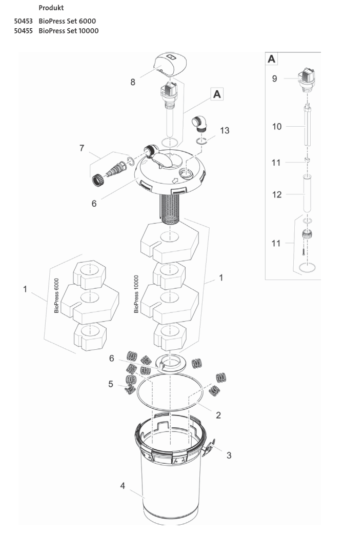 Bauplan 1 Ersatzteile für Oase BioPress Set 6000