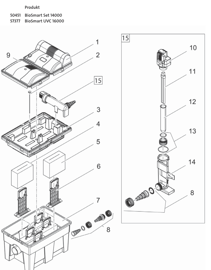 Bauplan 1 Ersatzteile für Oase BioSmart Set 14000