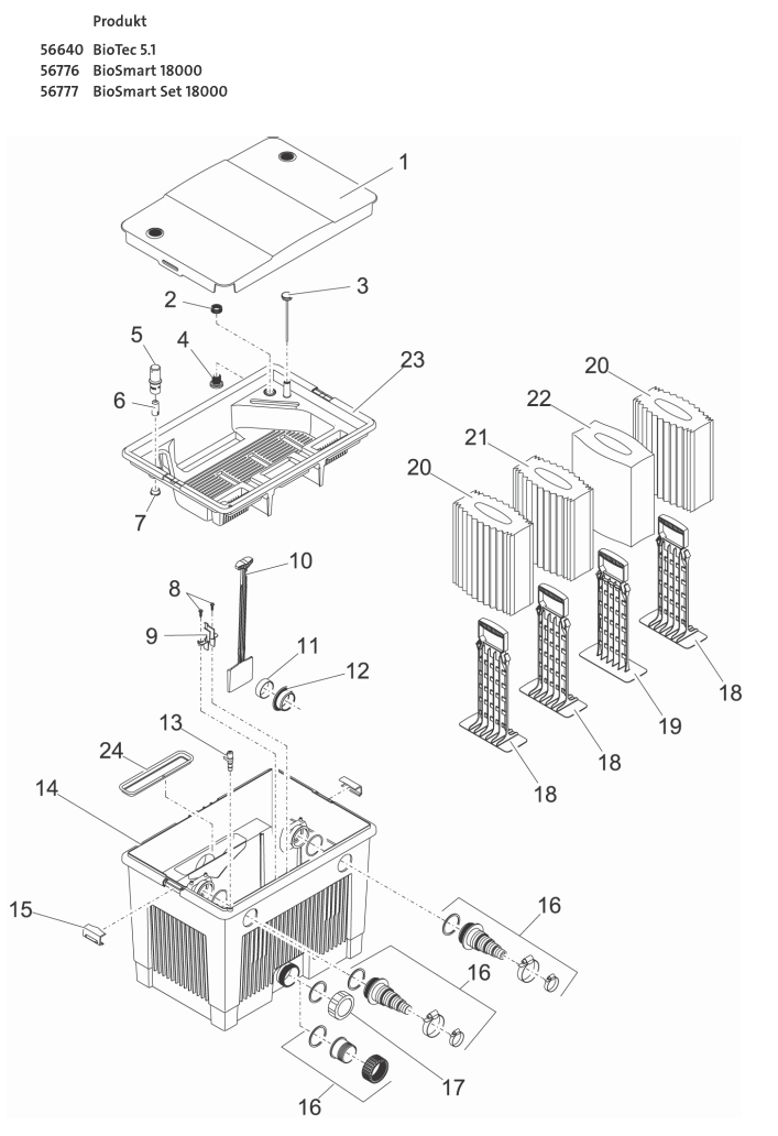 Bauplan 1 Ersatzteile für Oase BioSmart Set 18000