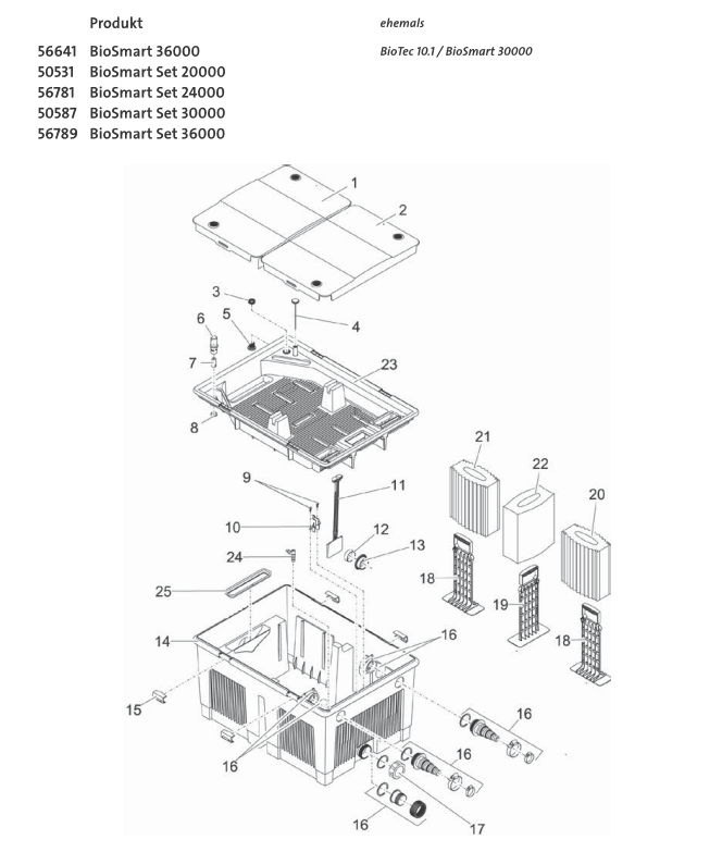 Bauplan 1 Ersatzteile für Oase BioSmart Set 24000