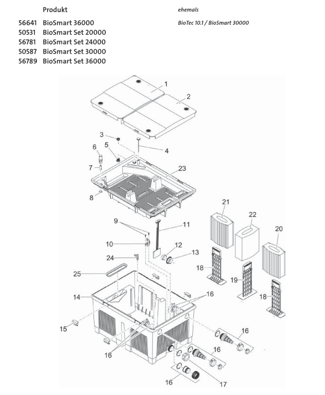 Bauplan 1 Ersatzteile für Oase BioSmart Set 30000