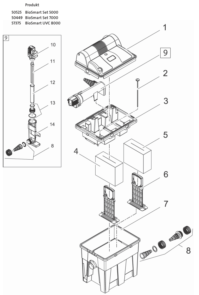 Bauplan 1 Ersatzteile für Oase BioSmart Set 5000