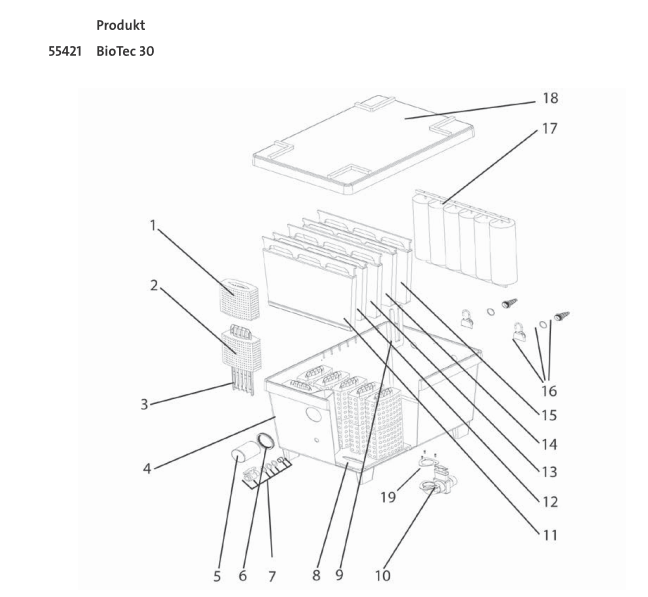 Bauplan 1 Ersatzteile für Oase BioTec 30