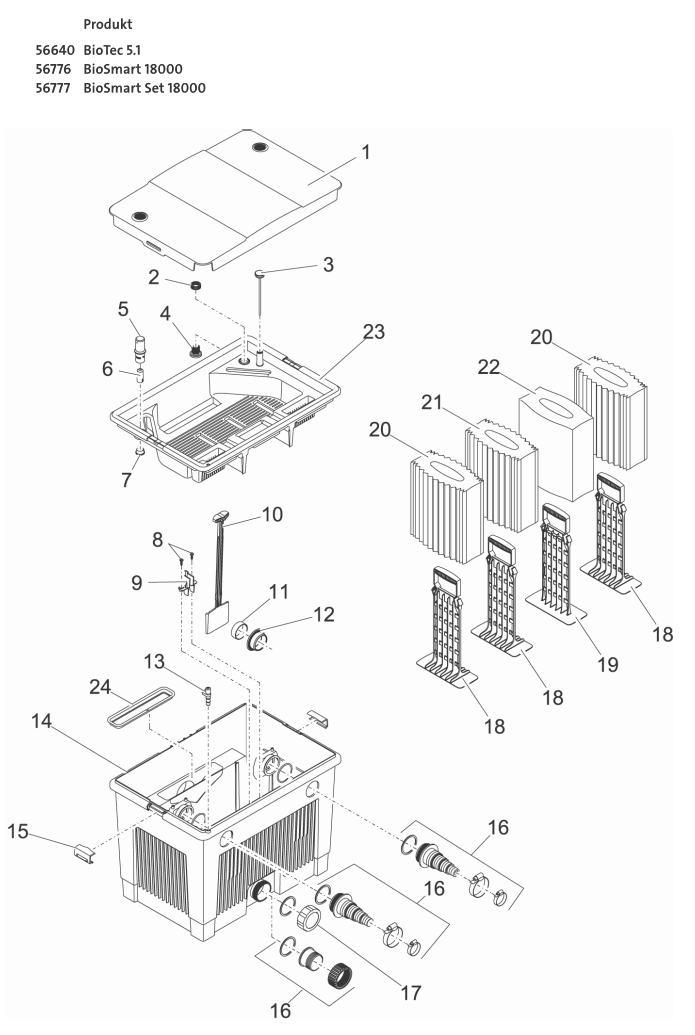 Bauplan 1 Ersatzteile für Oase BioTec 5.1