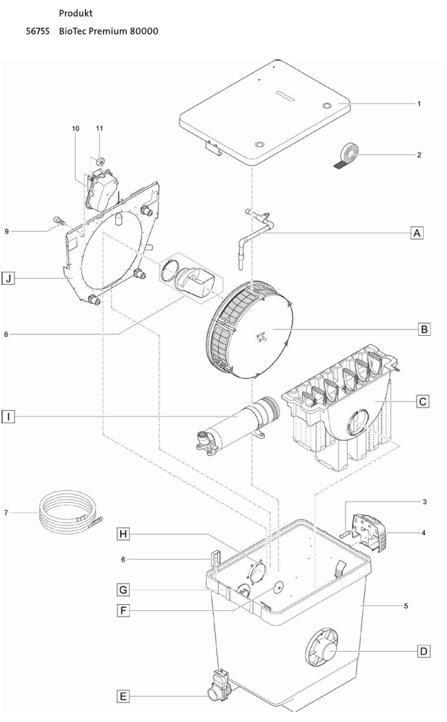 Bauplan 1 Ersatzteile für Oase BioTec Premium 80000