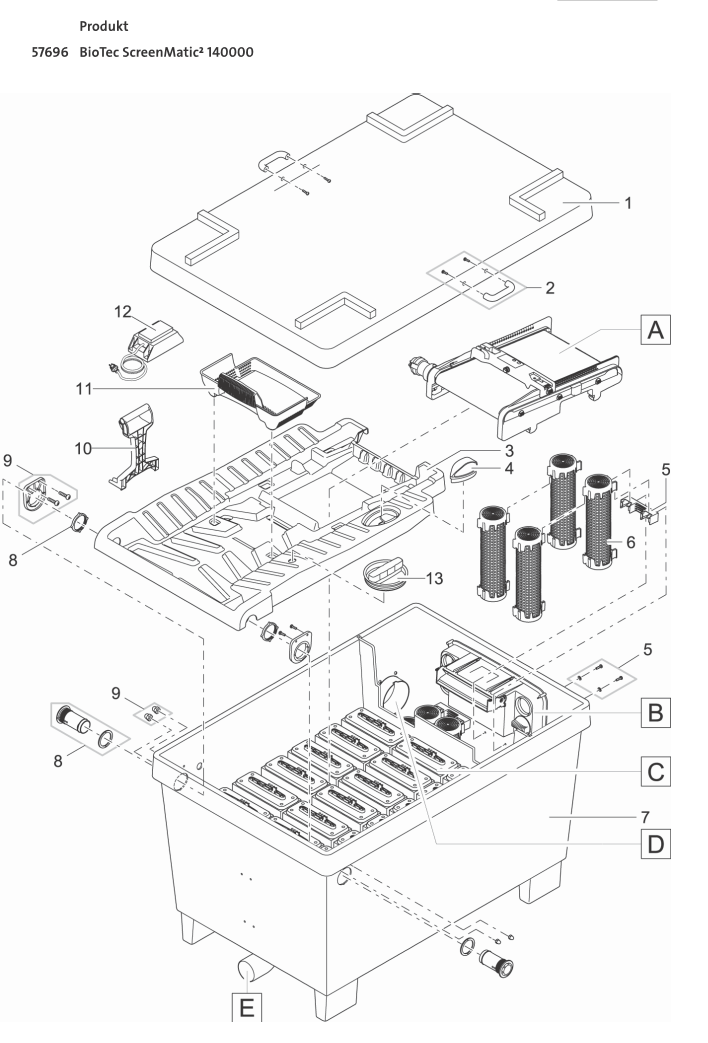 Bauplan 1 Ersatzteile für Oase BioTec ScreenMatic² 140000