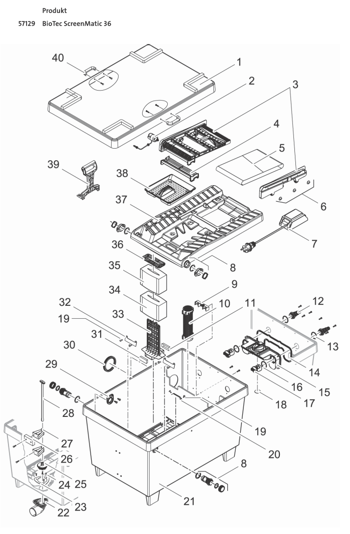 Bauplan 1 Ersatzteile für Oase BioTec ScreenMatic 36