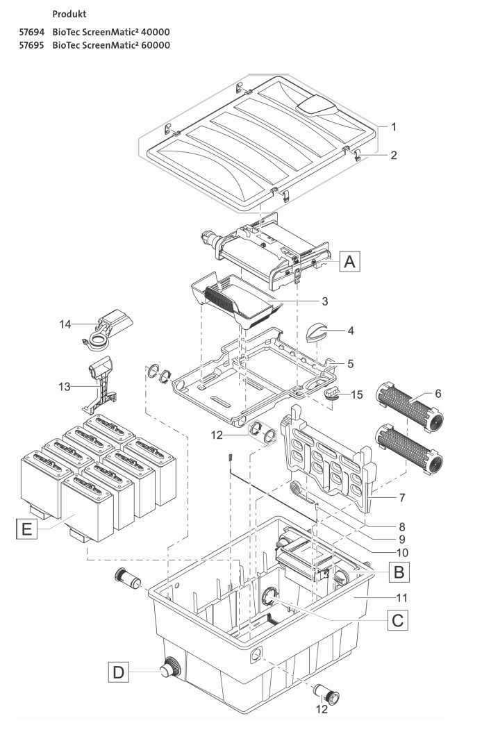 Bauplan 1 Ersatzteile für Oase BioTec ScreenMatic² 60000