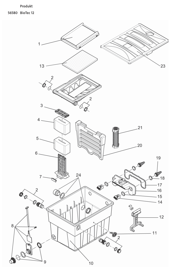 Bauplan 1 Ersatzteile für Oase Biotec 12