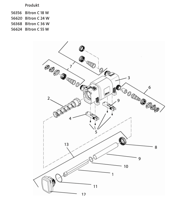 Bauplan 1 Ersatzteile für Oase Bitron C 18 W