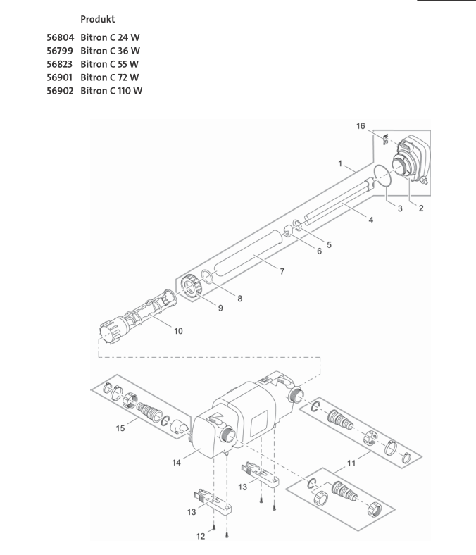 Bauplan 1 Ersatzteile für Oase Bitron C 55 W