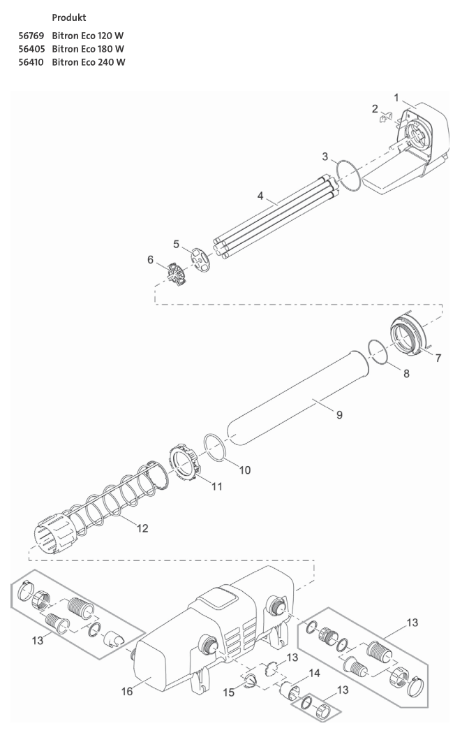 Bauplan 1 Ersatzteile für Oase Bitron Eco 180 W