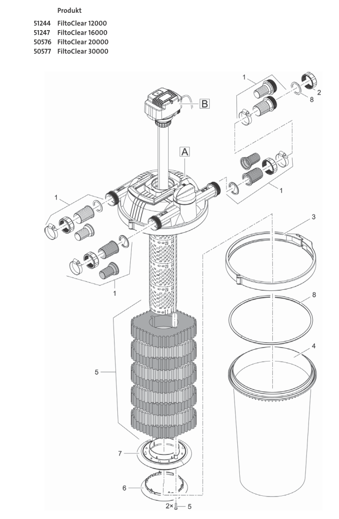Bauplan 1 Ersatzteile für Oase FiltoClear 12000