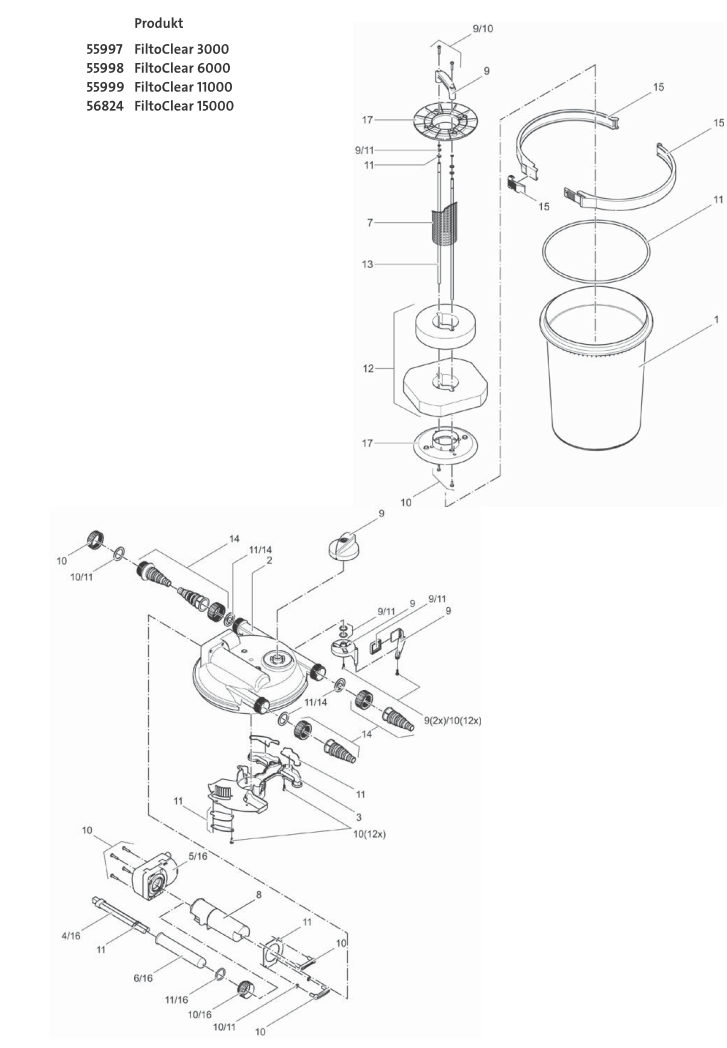 Bauplan 1 Ersatzteile für Oase FiltoClear 15000