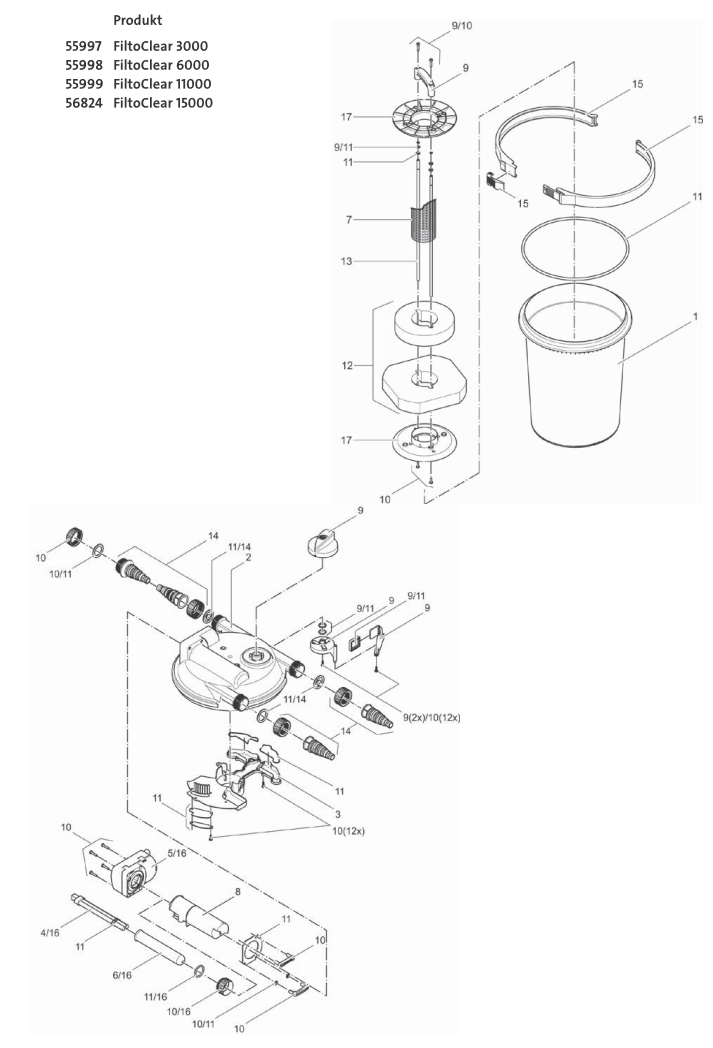 Bauplan 1 Ersatzteile für Oase FiltoClear 3000