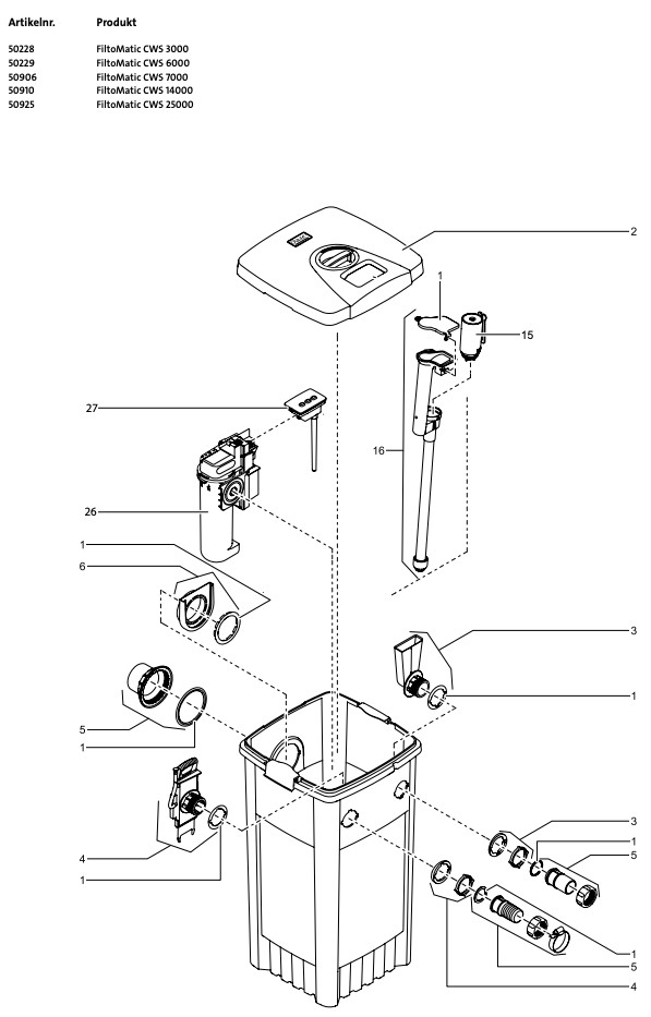 Bauplan 1 Ersatzteile für Oase FiltoMatic CWS 12000 alt