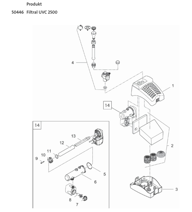 Bauplan 1 Ersatzteile für Oase Filtral UVC 2500