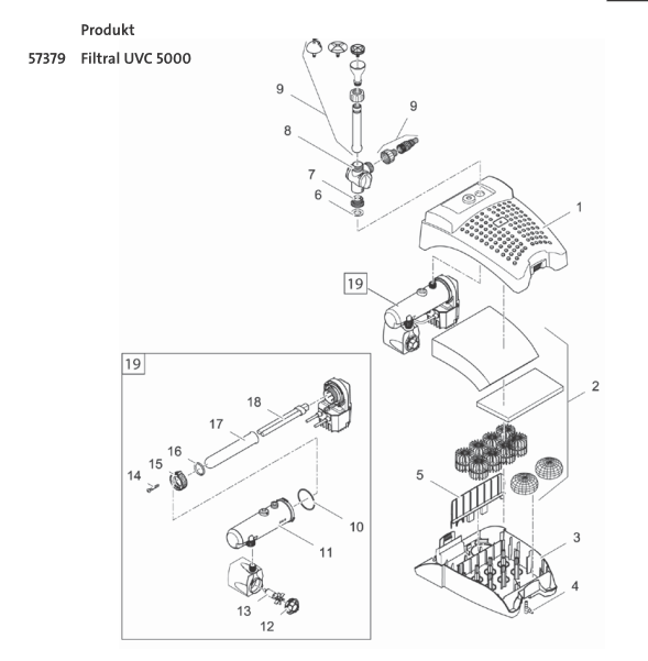 Bauplan 1 Ersatzteile für Oase Filtral UVC 5000