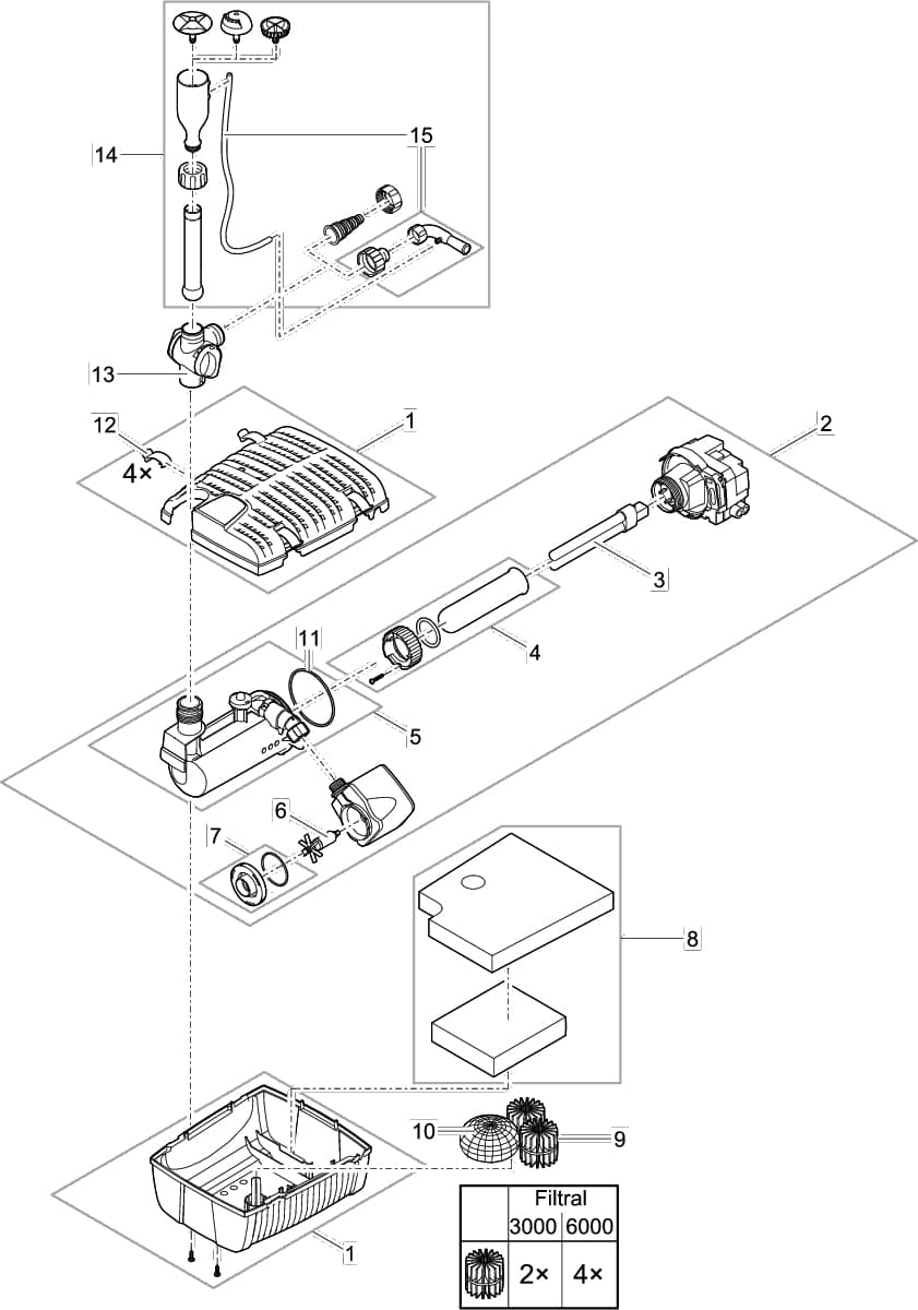 Bauplan 1 Ersatzteile für Oase Filtral UVC 6000