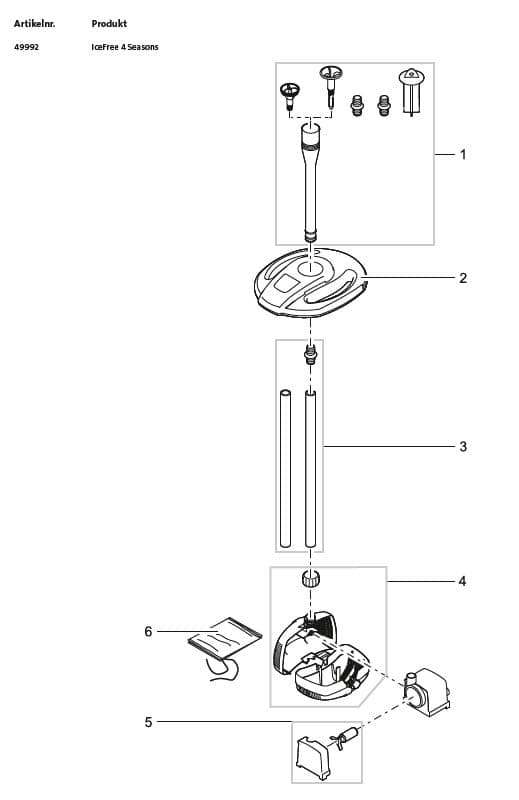 Bauplan 1 Ersatzteile für Oase IceFree 4 Seasons