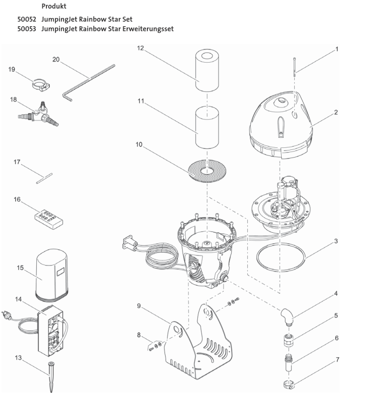 Bauplan 1 Ersatzteile für Oase JumpingJet Rainbow Star Set