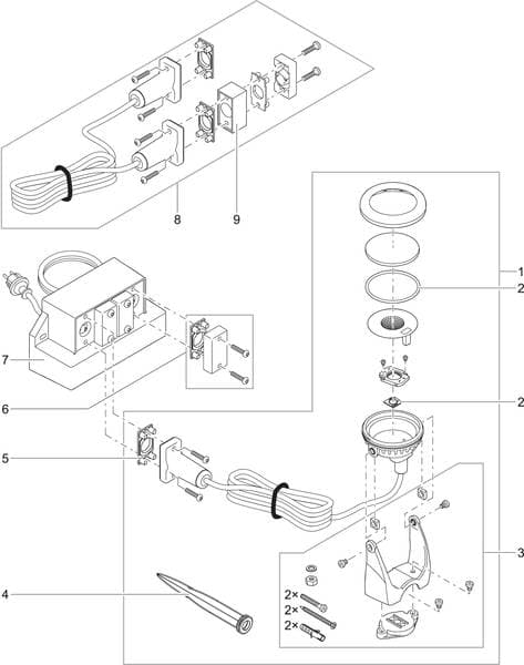 Bauplan 1 Ersatzteile für Oase LED-Schwimmfontänenbeleuchtung weiß