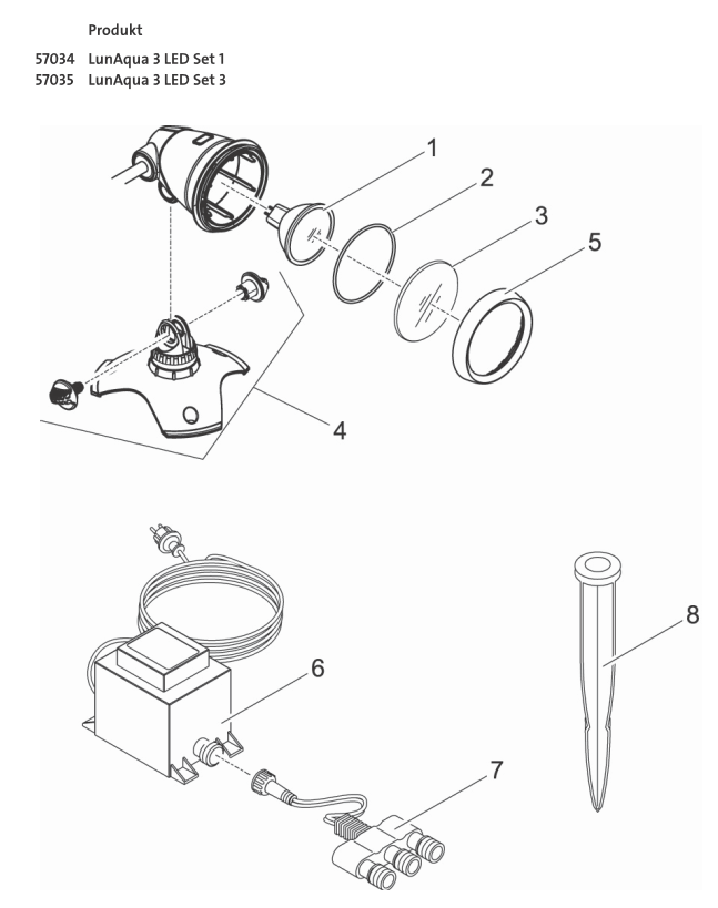 Bauplan 1 Ersatzteile für Oase LunAqua 3 LED Set 1
